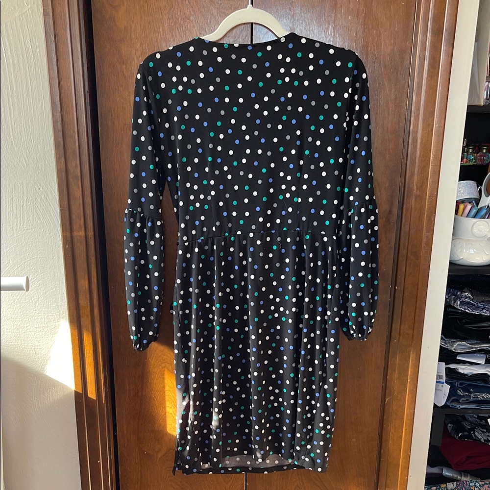London Times Size 8 Black Dress with Multicolor Dots - Picture 5 of 5